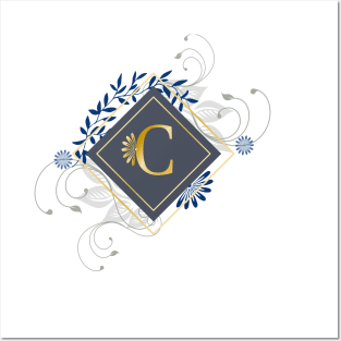 C, blue and gold initial monogram. Posters and Art